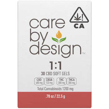 Care by Design - 1:1 Soft Gels (30 Count) (600mg CBD:THC)